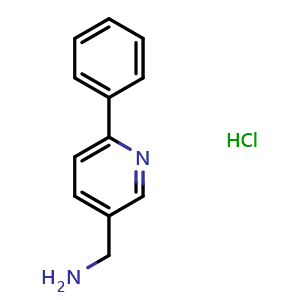 Chemical structure of (6-Phenylpyridin-3-yl)methanamine hydrochloride , CAS 2034155-02-5, AChemBlock L19369