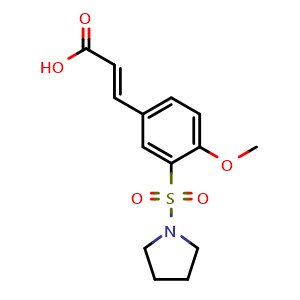 Chemical structure of (2E)-3-[4-Methoxy-3-(pyrrolidin-1-ylsulfonyl)phenyl]acrylic acid , CAS 324779-72-8, AChemBlock L19386