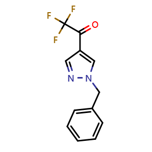 Chemical structure of 1-(1-benzyl-1H-pyrazol-4-yl)-2,2,2-trifluoroethan-1-one , CAS 1339721-29-7, AChemBlock L19405