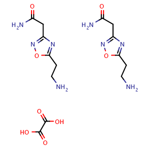 Chemical structure of 2-(5-(2-aminoethyl)-1,2,4-oxadiazol-3-yl)acetamide hemioxalate , CAS 1820614-77-4, AChemBlock L19432