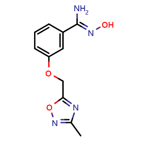 Chemical structure of (Z)-N'-hydroxy-3-((3-methyl-1,2,4-oxadiazol-5-yl)methoxy)benzimidamide , CAS 1255791-18-4, AChemBlock L19460