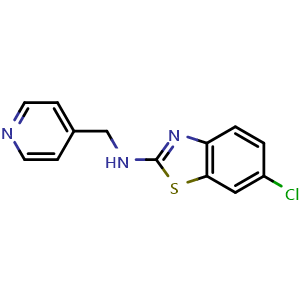 Chemical structure of 6-chloro-N-(pyridin-4-ylmethyl)-1,3-benzothiazol-2-amine , CAS 1204296-24-1, AChemBlock L19464