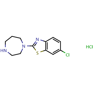 Chemical structure of 6-chloro-2-(1,4-diazepan-1-yl)benzo[d]thiazole hydrochloride , CAS 956317-35-4, AChemBlock L19471