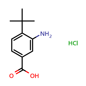 Chemical structure of 3-amino-4-(tert-butyl)benzoic acid hydrochloride , CAS 91246-68-3, AChemBlock L19476