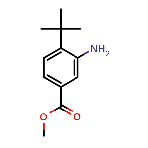 Chemical structure of methyl 3-amino-4-(tert-butyl)benzoate , CAS 24812-91-7, AChemBlock L19480