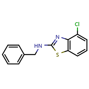 Chemical structure of N-benzyl-4-chloro-1,3-benzothiazol-2-amine , CAS 136210-02-1, AChemBlock L19487