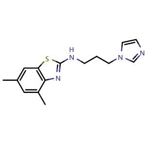 Chemical structure of N-[3-(1H-imidazol-1-yl)propyl]-4,6-dimethyl-1,3-benzothiazol-2-amine , CAS 1204297-87-9, AChemBlock L19489