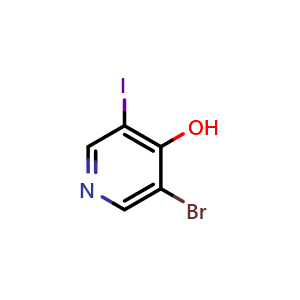 Chemical structure of 3-bromo-5-iodopyridin-4-ol , CAS 637348-83-5, AChemBlock L19505