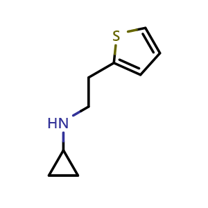 Chemical structure of N-[2-(2-thienyl)ethyl]cyclopropanamine , CAS 1094481-05-6, AChemBlock L19519