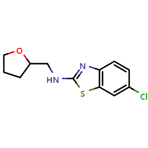 Chemical structure of 6-chloro-N-(tetrahydrofuran-2-ylmethyl)-1,3-benzothiazol-2-amine , CAS 1105194-45-3, AChemBlock L19554