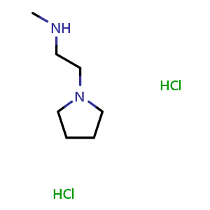 Chemical structure of N-methyl-2-pyrrolidin-1-ylethanamine dihydrochloride , CAS 32776-22-0, AChemBlock L19572