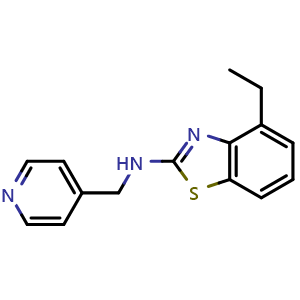 Chemical structure of 4-ethyl-N-(pyridin-4-ylmethyl)-1,3-benzothiazol-2-amine , CAS 1204298-25-8, AChemBlock L19591