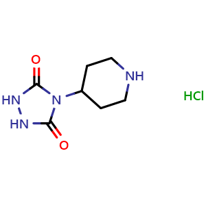 Chemical structure of 4-(piperidin-4-yl)-1,2,4-triazolidine-3,5-dione hydrochloride , CAS 1787858-08-5, AChemBlock L19623