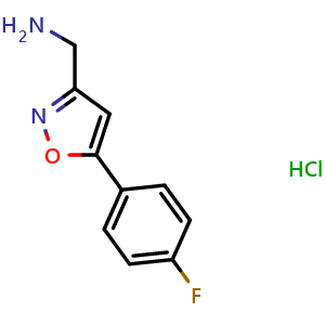 Chemical structure of {[5-(4-Fluorophenyl)isoxazol-3-yl]methyl}amine hydrochloride , CAS 1327645-29-3, AChemBlock L19624
