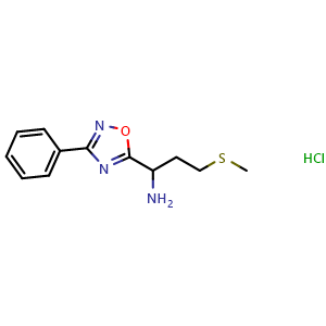 3-(methylthio)-1-(3-phenyl-1,2,4-oxadiazol-5-yl)propan-1-amine hydrochloride