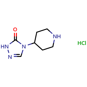 Chemical structure of 4-(piperidin-4-yl)-4,5-dihydro-1H-1,2,4-triazol-5-one hydrochloride , CAS 1795464-24-2, AChemBlock L19659