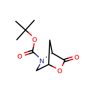 Chemical structure of tert-butyl 3-oxo-2-oxa-5-azabicyclo[2.2.1]heptane-5-carboxylate , CAS 87250-97-3, AChemBlock L19667