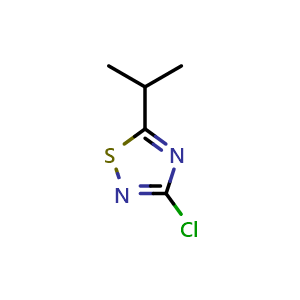 Chemical structure of 3-chloro-5-(propan-2-yl)-1,2,4-thiadiazole , CAS 1600849-85-1, AChemBlock L19669
