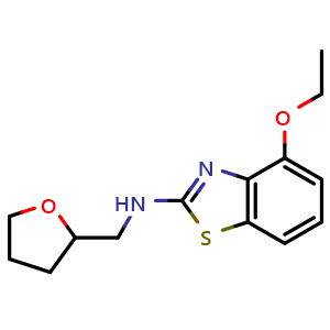 Chemical structure of 4-ethoxy-N-(tetrahydrofuran-2-ylmethyl)-1,3-benzothiazol-2-amine , CAS 1105194-37-3, AChemBlock L19671