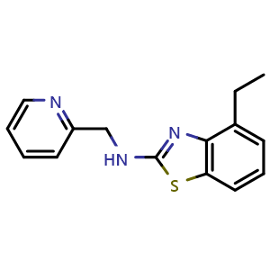 Chemical structure of 4-ethyl-N-(pyridin-2-ylmethyl)-1,3-benzothiazol-2-amine , CAS 1105195-00-3, AChemBlock L19702