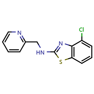 Chemical structure of 4-chloro-N-(pyridin-2-ylmethyl)-1,3-benzothiazol-2-amine , CAS 941867-10-3, AChemBlock L19726