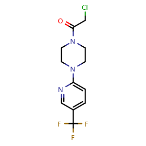 Chemical structure of 1-(chloroacetyl)-4-[5-(trifluoromethyl)pyridin-2-yl]piperazine , CAS 1219827-59-4, AChemBlock L19740