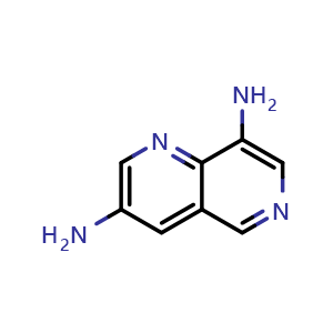 Chemical structure of 1,6-naphthyridine-3,8-diamine , CAS 1864060-88-7, AChemBlock L19752