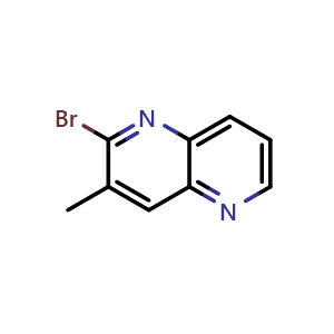 Chemical structure of 2-Bromo-3-methyl-1,5-naphthyridine , CAS 1204297-55-1, AChemBlock L19759