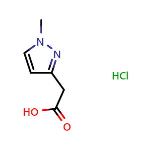 Chemical structure of 2-(1-methyl-1H-pyrazol-3-yl)acetic acid hydrochloride , CAS 1357353-48-0, AChemBlock L19762
