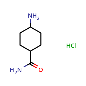 Chemical structure of 4-aminocyclohexane-1-carboxamide hydrochloride , CAS 856563-23-0, AChemBlock L19769