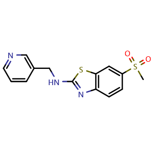 Chemical structure of 6-(methylsulfonyl)-N-(pyridin-3-ylmethyl)benzo[d]thiazol-2-amine , CAS 1269533-50-7, AChemBlock L19773