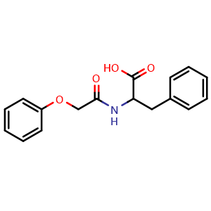 Chemical structure of 2-(2-Phenoxy-acetylamino)-3-phenyl-propionic acid , CAS 110728-29-5, AChemBlock L19779