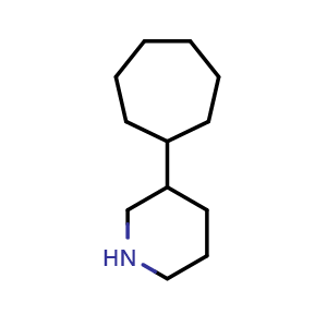 Chemical structure of 3-cycloheptylpiperidine , CAS 1566325-54-9, AChemBlock L19803