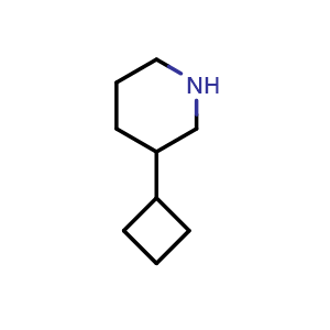 Chemical structure of 3-cyclobutylpiperidine , CAS 1337439-07-2, AChemBlock L19808