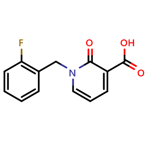 Chemical structure of 1-(2-Fluorobenzyl)-2-oxo-1,2-dihydropyridine-3-carboxylic acid , CAS 941869-31-4, AChemBlock L19813