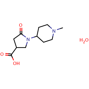 Chemical structure of 1-(1-methylpiperidin-4-yl)-5-oxopyrrolidine-3-carboxylic acid hydrate , CAS 933691-56-6, AChemBlock L19815