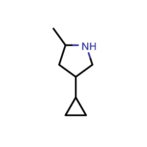 Chemical structure of 4-cyclopropyl-2-methylpyrrolidine , CAS 1339465-54-1, AChemBlock L19822