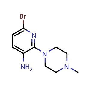 Chemical structure of 6-bromo-2-(4-methylpiperazin-1-yl)pyridin-3-amine , CAS 220499-48-9, AChemBlock L19823