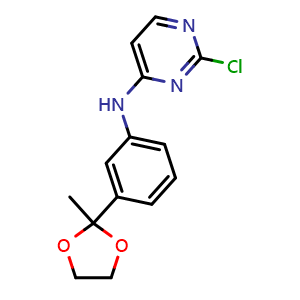 Chemical structure of 2-chloro-N-[3-(2-methyl-1,3-dioxolan-2-yl)phenyl]pyrimidin-4-amine , CAS 1707367-51-8, AChemBlock L19831