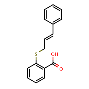 Chemical structure of 2-{[(2E)-3-phenylprop-2-en-1-yl]thio}benzoic acid , CAS 331852-10-9, AChemBlock L19836