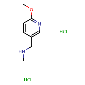 Chemical structure of 1-(6-methoxypyridin-3-yl)-N-methylmethanamine dihydrochloride , CAS 1949816-05-0, AChemBlock L19846