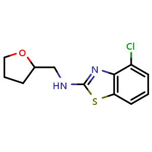 Chemical structure of 4-chloro-N-(tetrahydrofuran-2-ylmethyl)-1,3-benzothiazol-2-amine , CAS 1105194-33-9, AChemBlock L19876