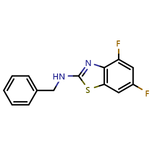 Chemical structure of N-benzyl-4,6-difluoro-1,3-benzothiazol-2-amine , CAS 941867-18-1, AChemBlock L19886