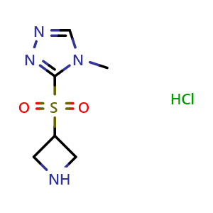 Chemical structure of 3-(azetidine-3-sulfonyl)-4-methyl-4H-1,2,4-triazole hydrochloride , CAS 1820718-18-0, AChemBlock L19899