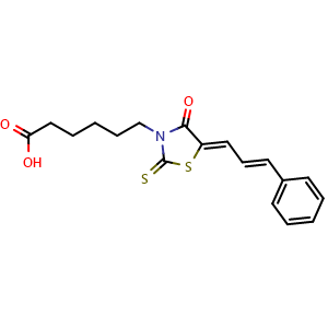 6-(4-oxo-5-(3-phenylallylidene)-2-thioxothiazolidin-3-yl)hexanoic acid