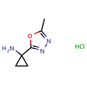 Chemical structure of 1-(5-methyl-1,3,4-oxadiazol-2-yl)cyclopropan-1-amine hydrochloride , CAS 1864016-24-9, AChemBlock L19904