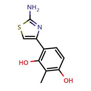 Chemical structure of 4-(2-Amino-1,3-thiazol-4-yl)-2-methylbenzene-1,3-diol , CAS 929339-92-4, AChemBlock L19936