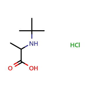 Chemical structure of 2-(tert-butylamino)propanoic acid hydrochloride , CAS 2102330-24-3, AChemBlock L19939