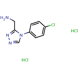 Chemical structure of {[4-(4-chlorophenyl)-4H-1,2,4-triazol-3-yl]methyl}amine dihydrochloride , CAS 1351612-59-3, AChemBlock L19946