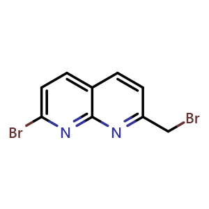 Chemical structure of 2-bromo-7-(bromomethyl)-1,8-naphthyridine , CAS 1787905-13-8, AChemBlock L19962